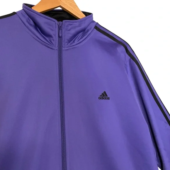 Adidas Purple and Black Performance Jacket with 3-Stripe Design - Picture 3 of 6